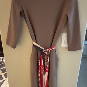 Brown Dress with Multicolor Belt